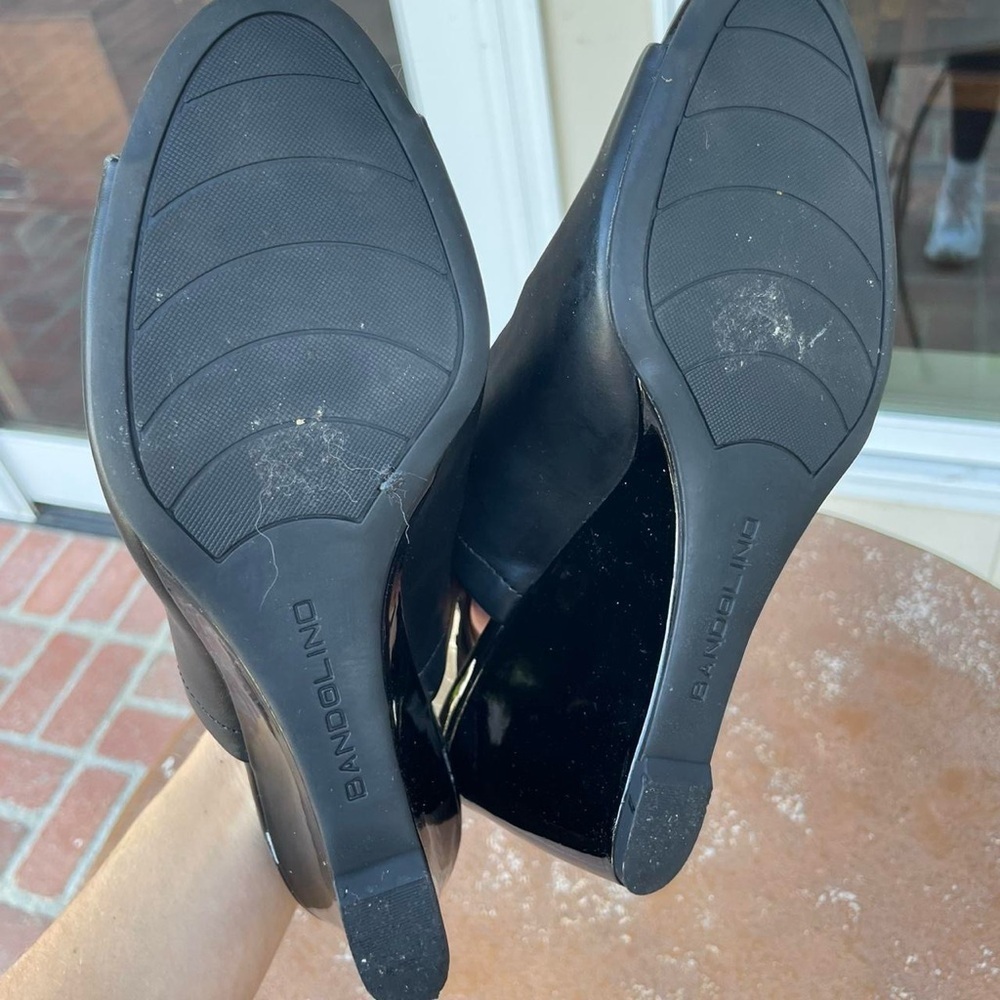 Vintage 90s retro black block heel mule sandals sz 8 - Picture 4 of 6